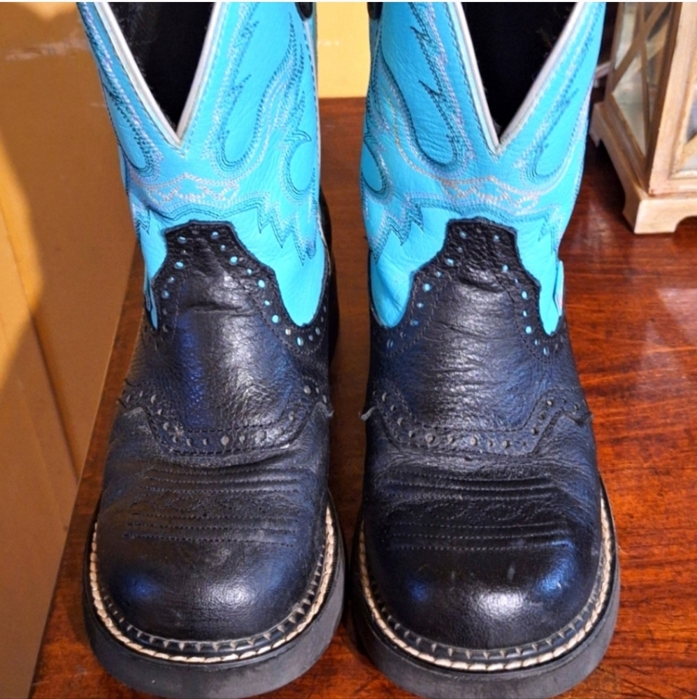 Justin Boots Black and Blue Ankle Booties